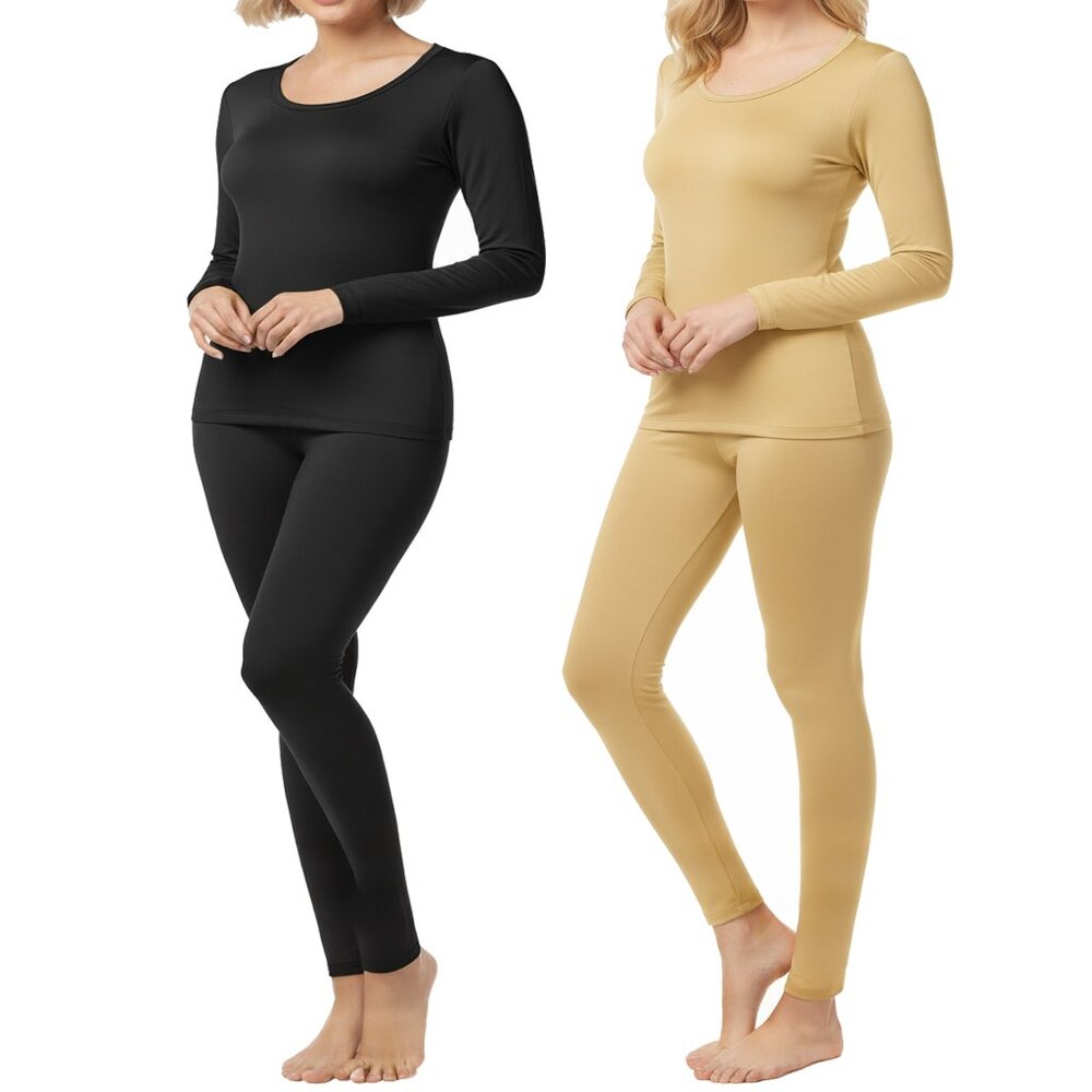 Women Microfiber Thermal 2 Pack – Ultra Soft Warm Long John Set for Cold Weather